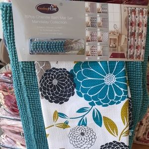 15 pc bathroom rugs set